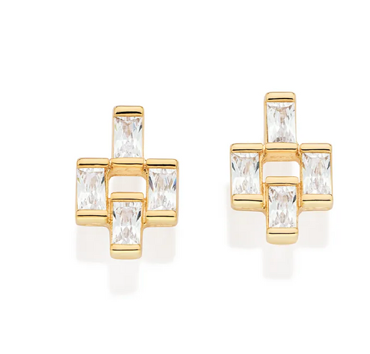 Brinco banhado a ouro 18k com zircônias