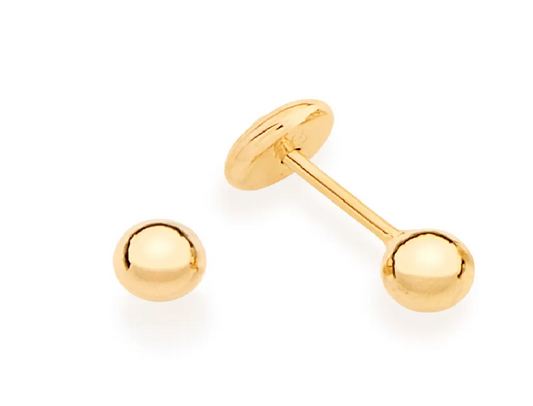 Brinco esfera infantil banhado a ouro 18k