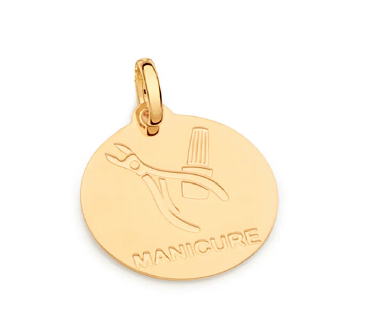 Medalha profissão manicure banhada a ouro 18k