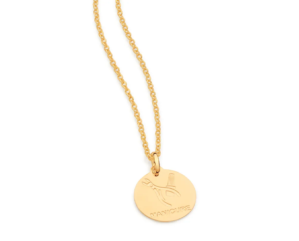 Medalha profissão manicure banhada a ouro 18k