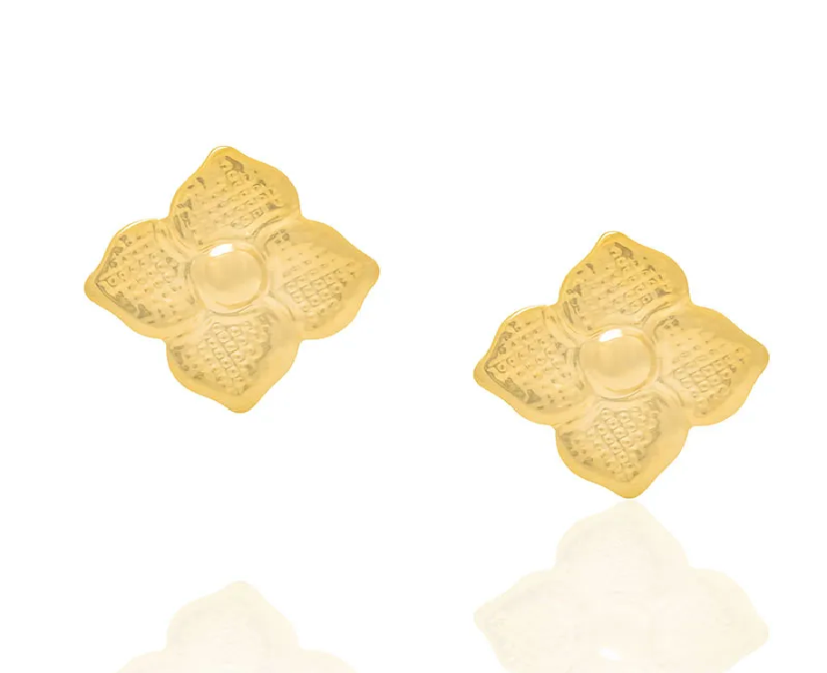 Brinco banhado a ouro 18k flor - tam.único