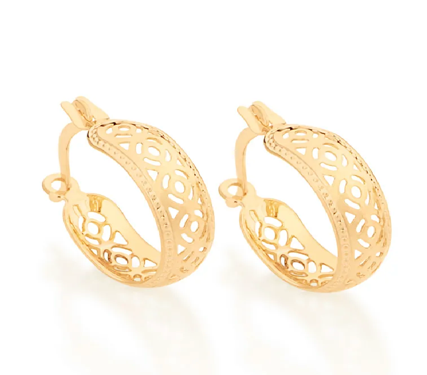 Brinco argola vazada banhado a ouro 18k