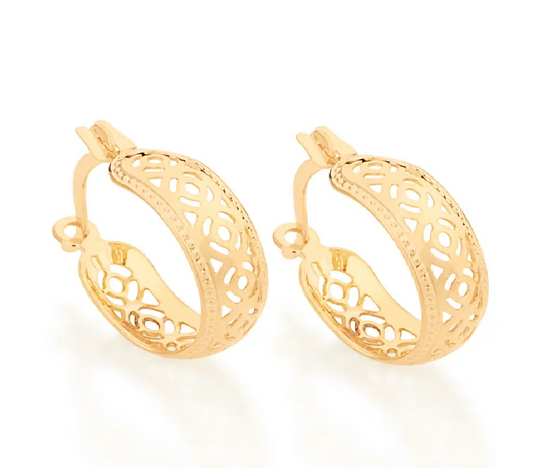 Brinco argola vazada banhado a ouro 18k