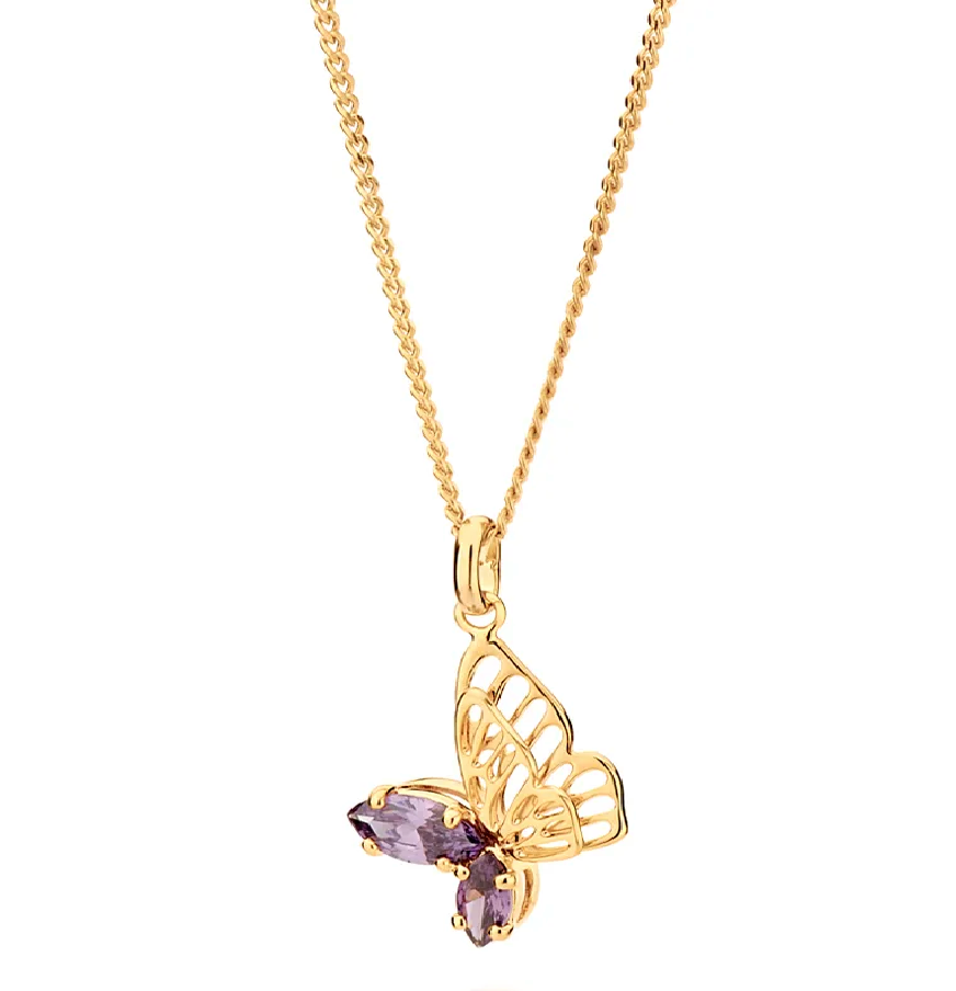 Pingente borboleta banhado a ouro 18k com zircônias
