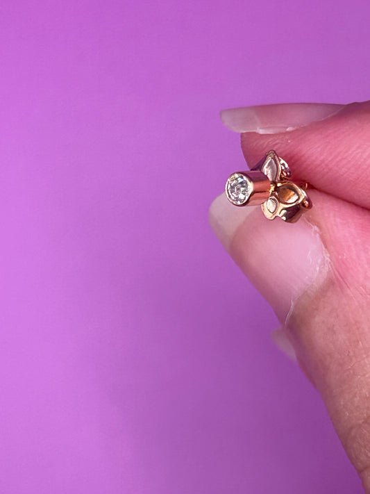 Ponto de luz banhado a ouro 18k com pedra sintética
